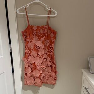 Storia Coral-Orange Spaghetti Strap Dress